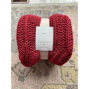 Threshold studio McGee Red Candy-Cane weave Throw Blanket